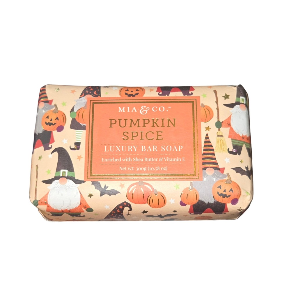 Mia & Co Pumpkin Spice Luxury Bar Soap Unisex 10.58oz Orange Halloween Gnomes‎